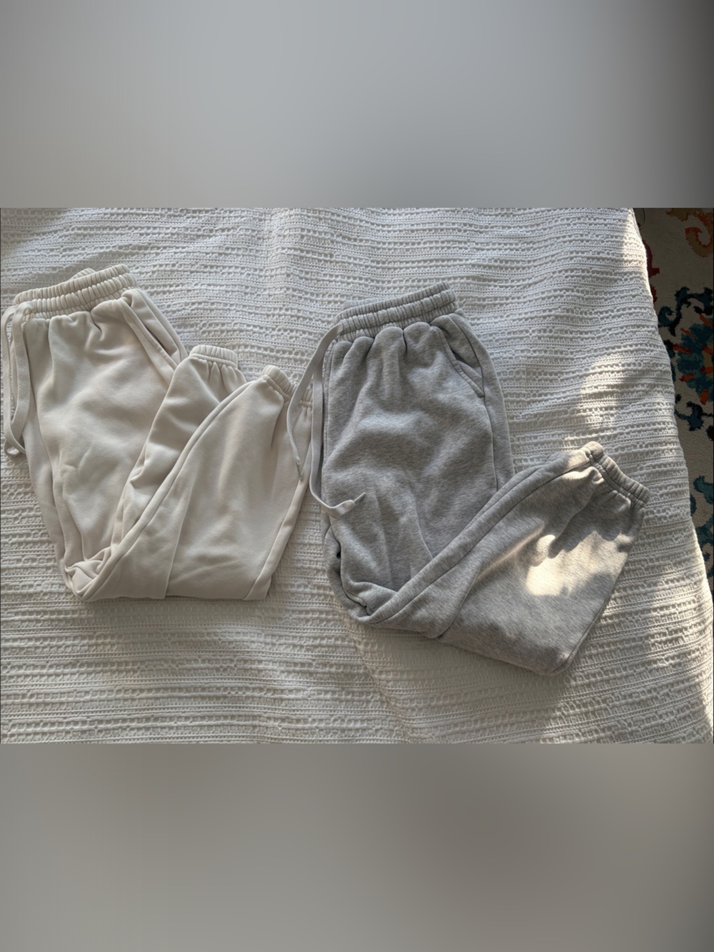 Fabletics Neutral Jogger Set - Cream & Light Gray